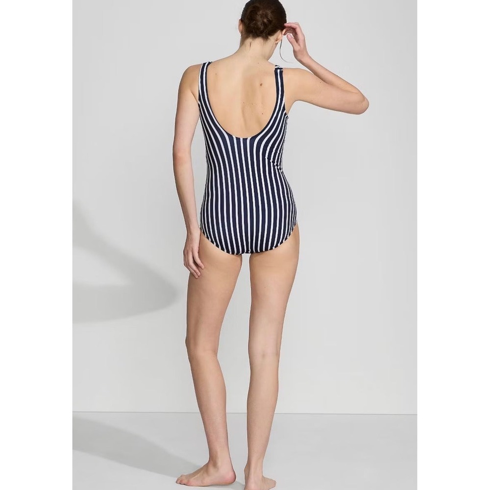 Lands' End Women's Scoop Neck Tugless Sporty One Piece Swimsuit - Picture 3 of 8